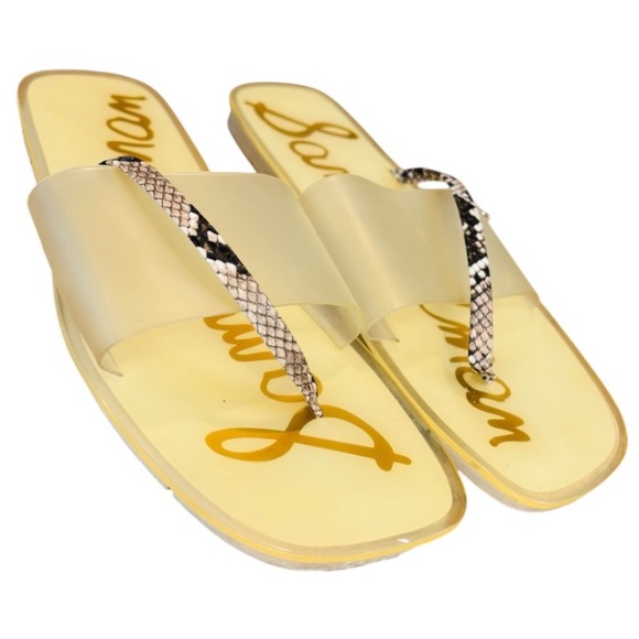 Sam Edelman Luciana Women’s Semi Opaque Transparent Yellow Slide Sandals - Picture 8 of 9